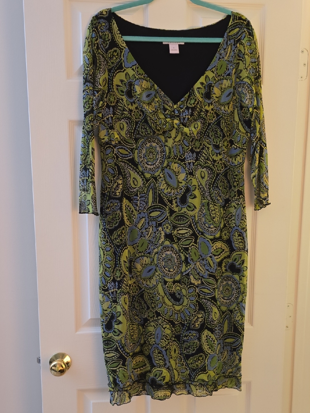 Sigrid Olsen Green and Blue Paisley Midi Dress